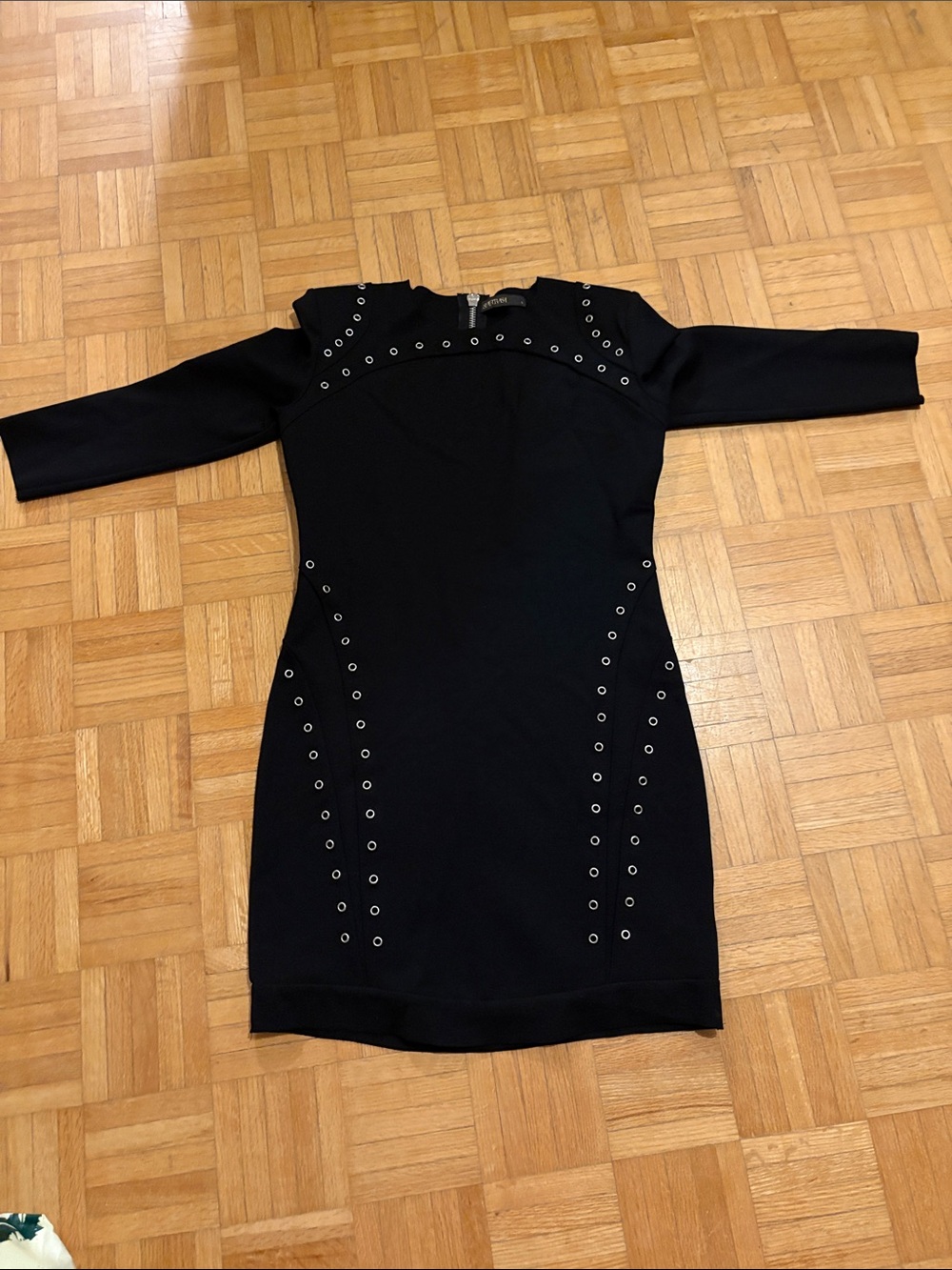 Supertrash Black Eyelet-Trim Bodycon Dress